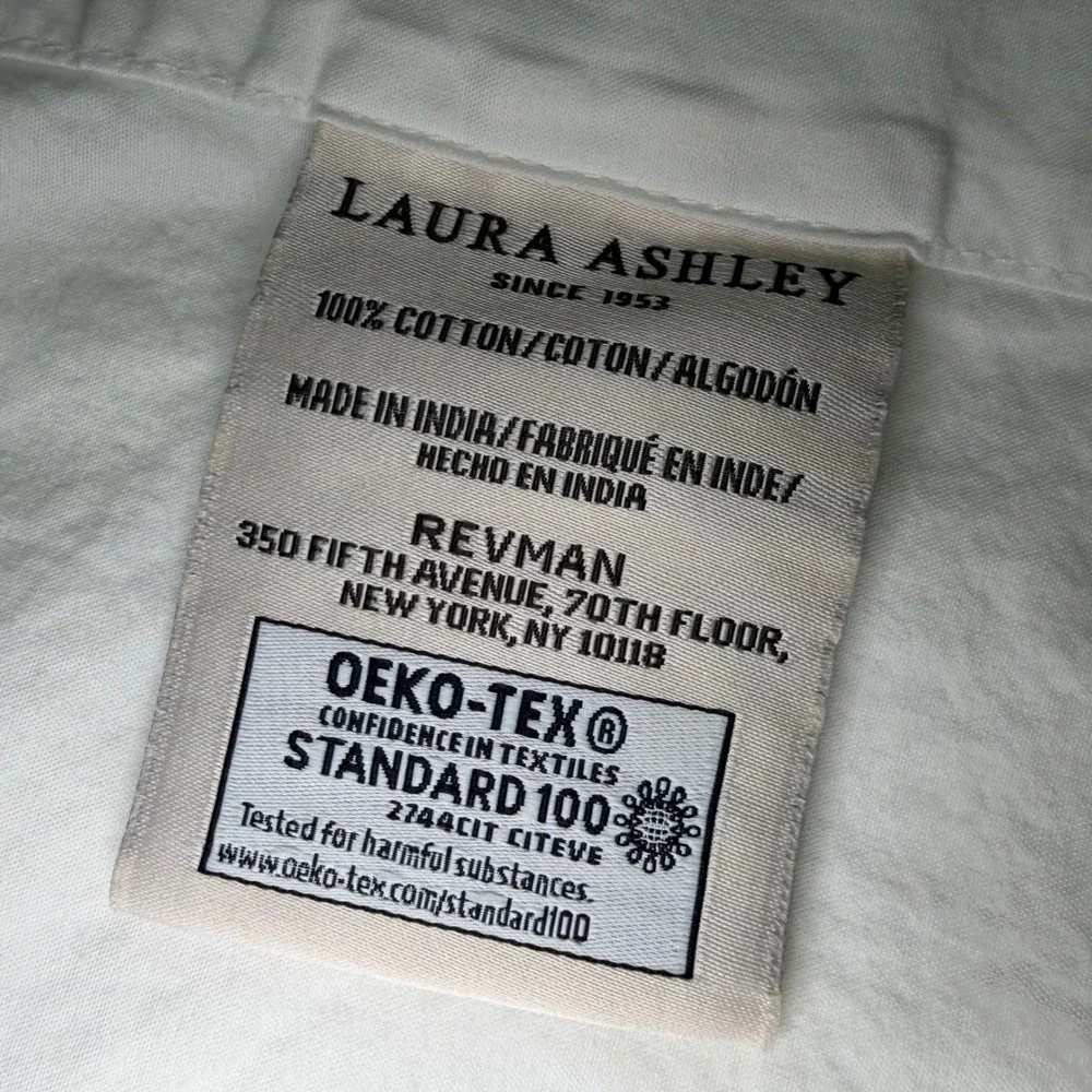 Laura Ashley White 100% Cotton‎ OEKO-TEX Solid Bedding flat sheet